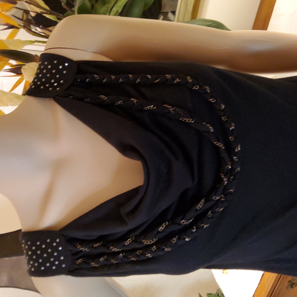 Cowl Neck Top w/Cord and Stud Detail